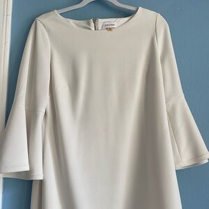 White Calvin Klein dress , midi, bell sleeves , size 12 worn once